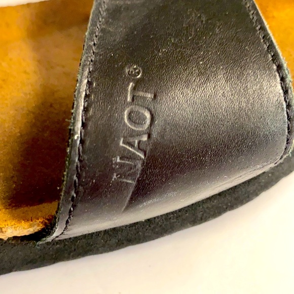 Naot -Ashley Black Madras Black Leather Wedge Sandal with Rhinestones Size 9.5 - Picture 2 of 10